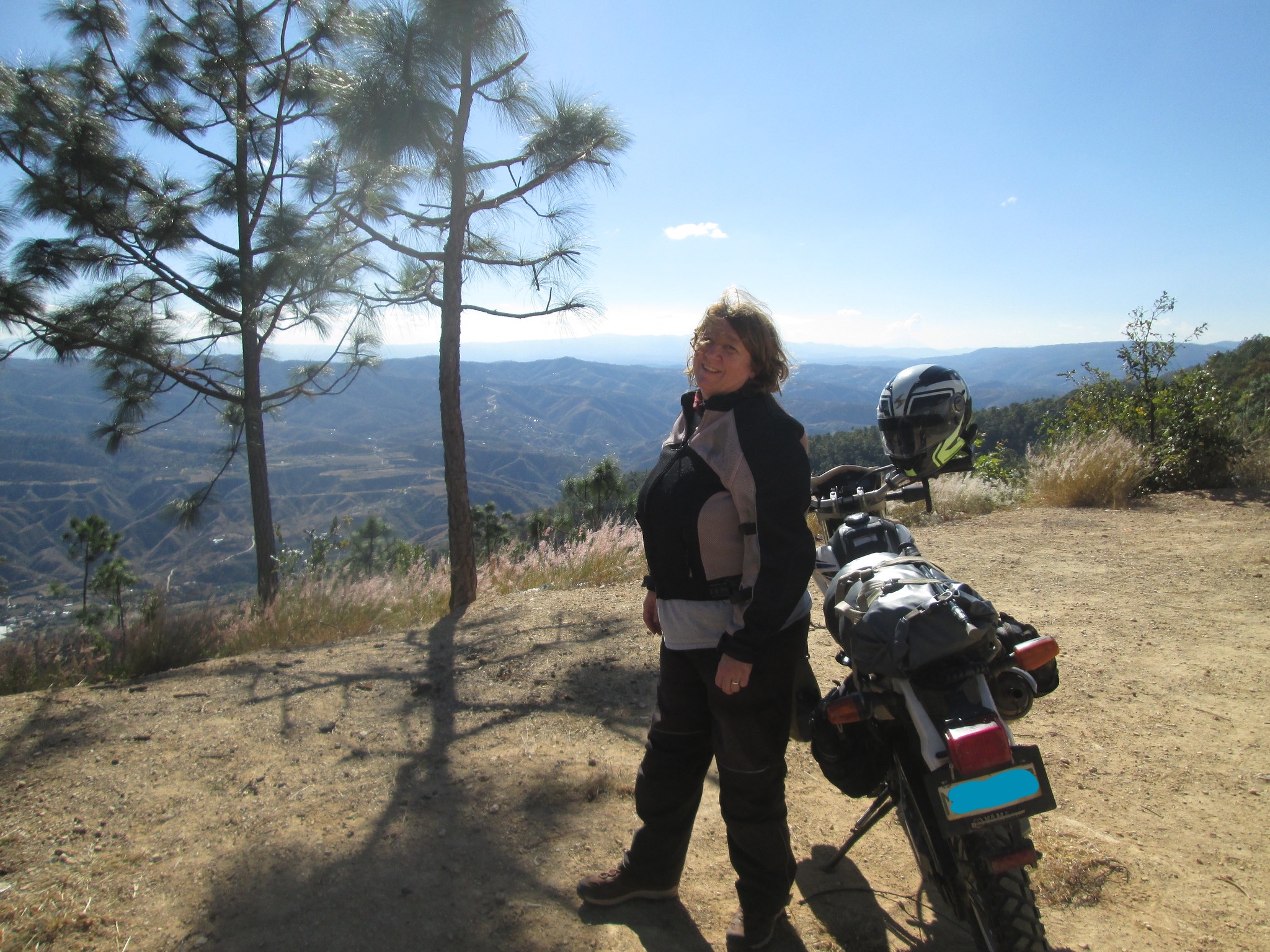 Jayne and her
        motorcycle on this trip