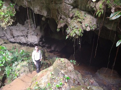 Stefan at the
        entrance to the cave